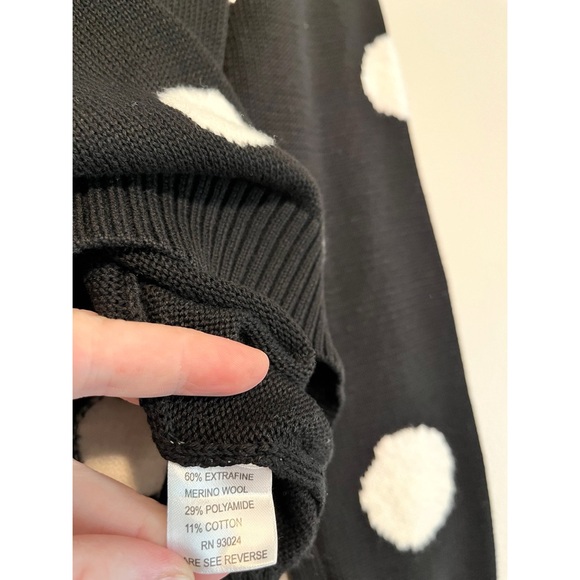 Bela NYC Black White Polka Dot Merino Wool Blend Sweater Size Small - Picture 10 of 15